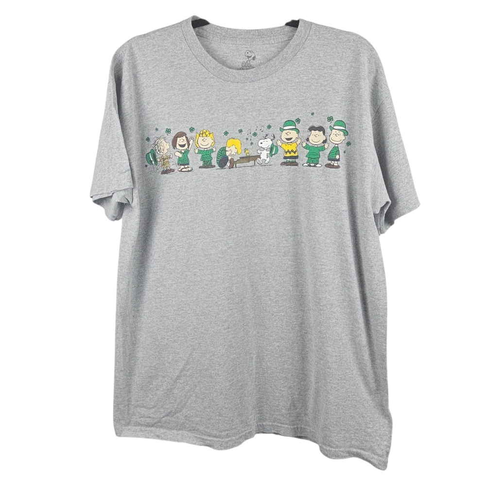 Peanuts Snoopy St. Patricks Day Grey Tee Shirt Size Large